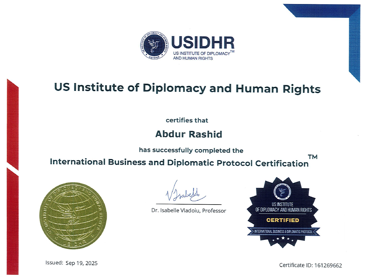 Certificate - International Business & Diplomatic Protocol